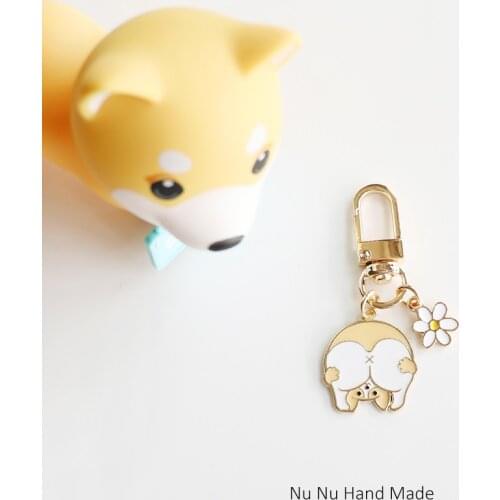 Originality Corgi Keychain Sweet Flower Airpods Key Chain Accessories Pendant For Clothes Backpack Keyring Charm Couple Gift