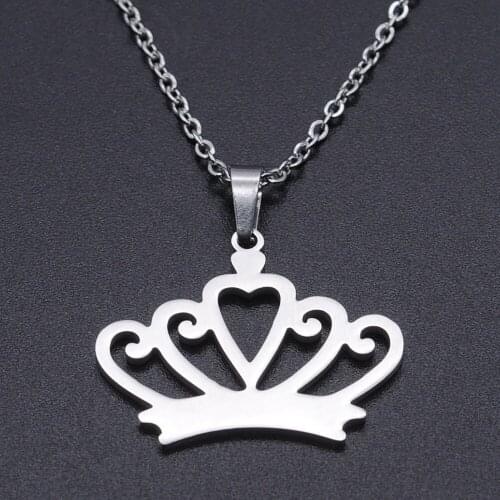 Crown Stainless Steel Charm Necklace for Women Fashion Jewelry Necklaces Wholesale Dropshipping Accept OEM Order