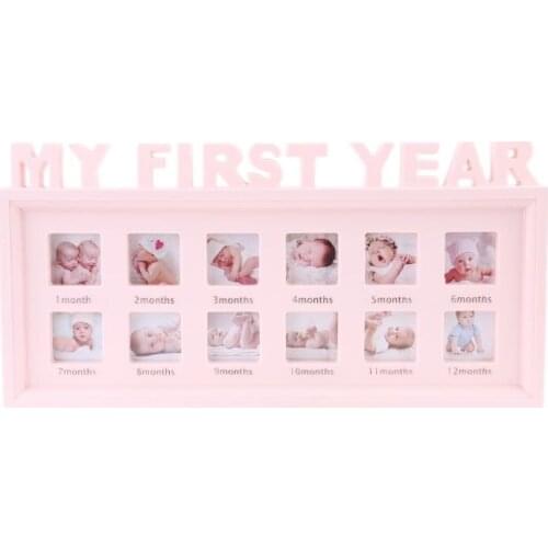 W3JF Creative DIY 0-12 Month Baby "MY FIRST YEAR" Pictures Display Plastic Photo Frame Souvenirs Commemorate Kids Growing Memory