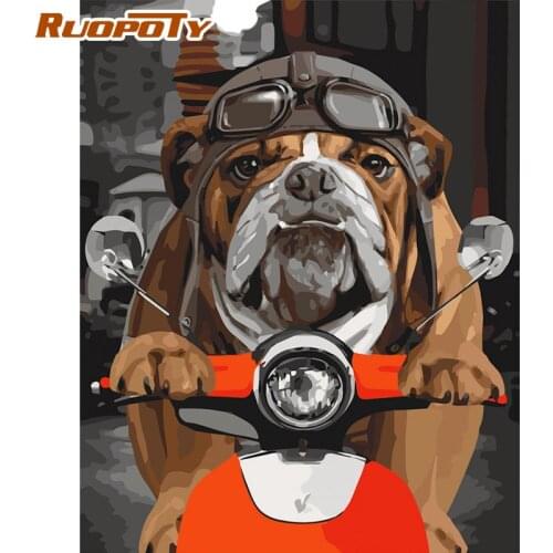 RUOPOTY Painting By Numbers For Adults With Frame dogs Animals Paint By Numbers Handpainted Picture By Numbers Art Diy Gift