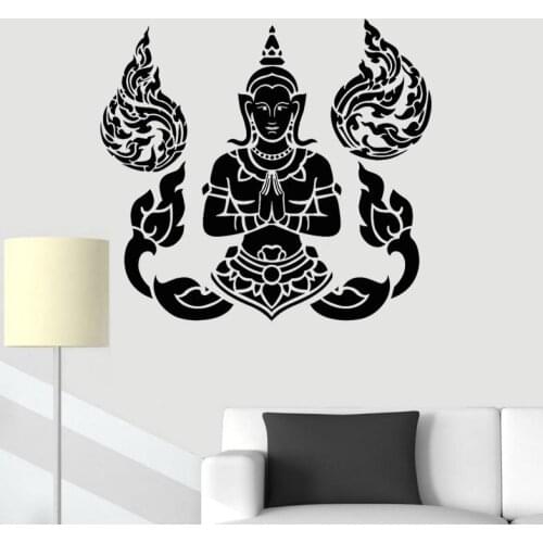 Buddha Wall Stickers Yoga Buddhism Meditation Decal Home Decoration Bedroom Living Room Decor Thailand Religion Murals O47