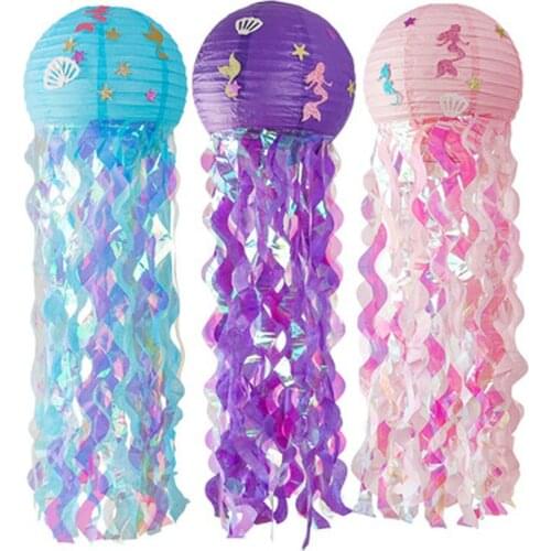 1 PCS Colourful Party Decoration Diy Hanging Jellyfish Lantern Little Under The Sea Party Birthday Party Decorations Baby Shower