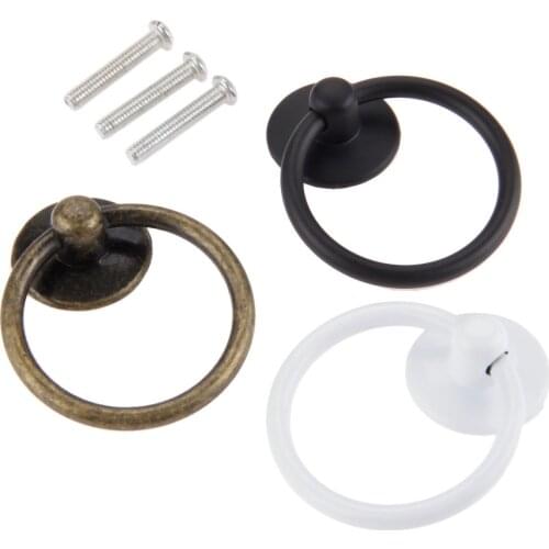 Vintage Round Ring Furniture Door Pull Handle Alloy Cabinet Dresser Drawer Knobs Handle For Vintage Jewelry Box 44*52mm