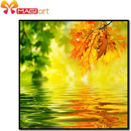 Cross stitch kits Embroidery needlework sets 11CT water soluble canvas patterns 14CT Mordern style one falling leaf-NCMF161