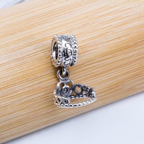 Authentic S925 Bead fit Lady Bracelet Bangle My Princess Crown Crystal Pendant Charm For Women DIY Jewelry