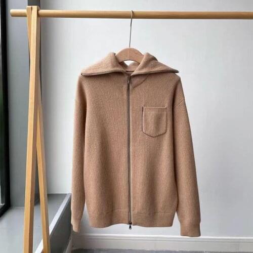 Fyion High Quality Runway Design Solid Sweater Women 2021 Winter Knitted Cardigan Beading Femme Cashmere Sweater