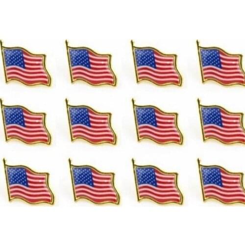 2 pcs Clothes Decoration Men Women American Flag Styling Lapel Brass Pins 0.75 inch USA Hat Tie Tack Badge Pin Brooch