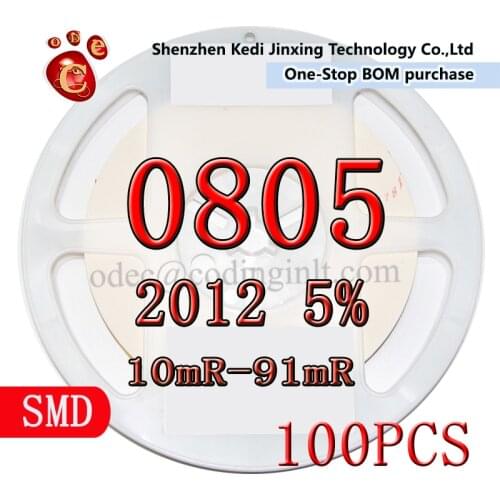 0805 2012 5% SMD resistor 100pcs 10mR 12mR 15mR 20mR 22mR 24mR 30mR 33mR 36mR 39mR 43mR 47mR 51mR 56mR 62mR 68mR 75mR 82mR 91Mr