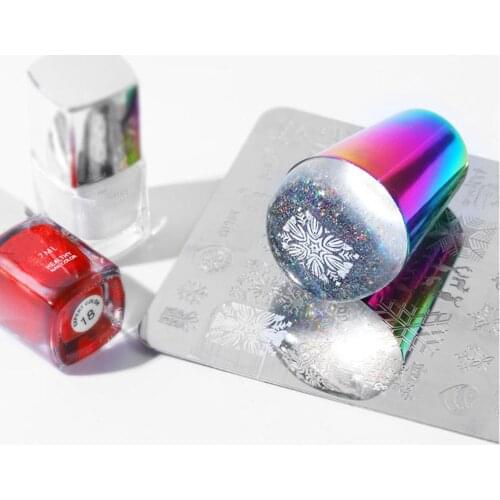 1PCS Colorful Nail Art Decoration Seal Stamp Transparent Silicone Template Seal Stamp with Cover DIY Nail Art Manicure Tools