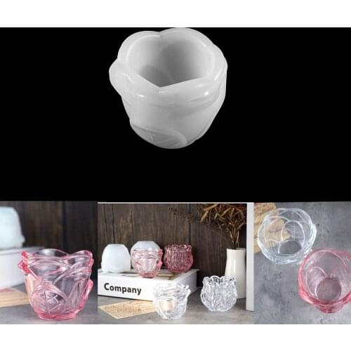 1Pcs Crystal Epoxy Ashtray Mold Rose Flower Shape Storage Box Cup Silicone Mould for DIY Resin Crafts Jewelry Making Tool