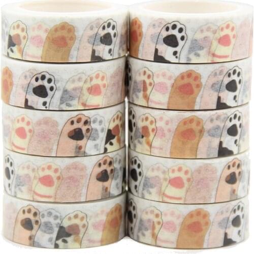 10PCS/lot 15MM*5M Cute Kawaii Adorable Cat Adhesive Paper Washi Tape Masking Tape DIY Scrapbooking Stick Label