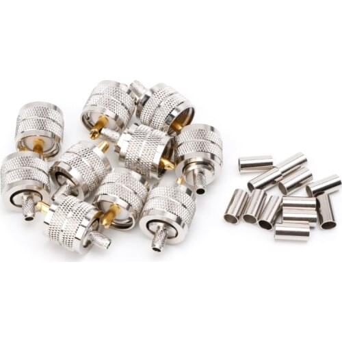 10PCS UHF Male PL259 Plug Crimp RG58/142 LMR195 RG400 Screwed Coupling Connector LS'D Tool qiang