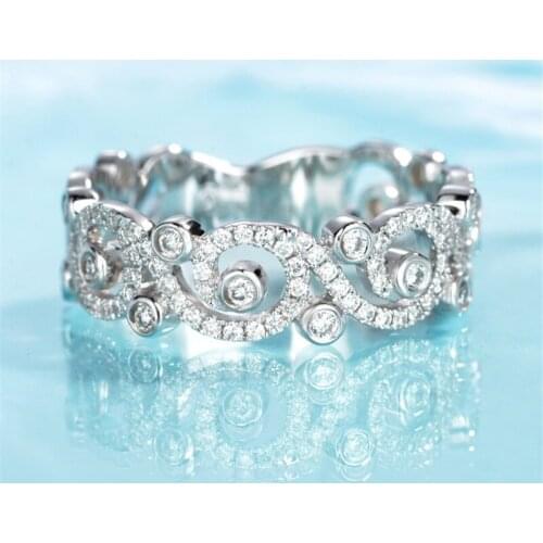 2018 Unique Flower Jewelry AAAAA zircon Cz ring Silver color Engagement wedding band rings for women men Bijoux