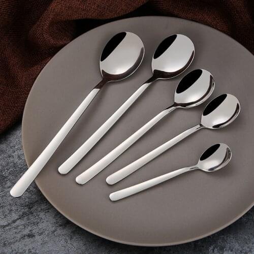 304 stainless steel spoon dessert spoon coffee long handle mixing spoon household dining spoon