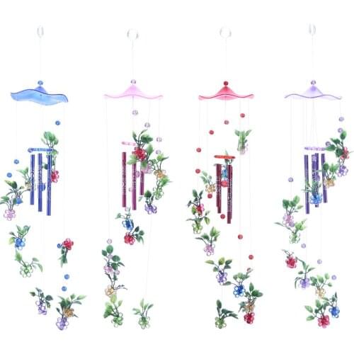 4 Metal Tubes Flowers Wind Chime Garden Door Windows Wall Hanging Ornament Tubes Bells Home Decoration Garden Decorations