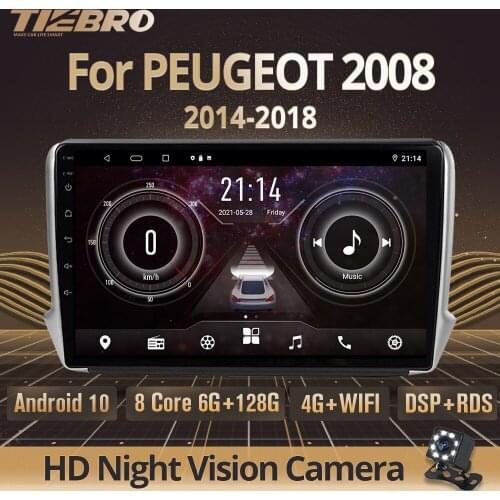 TIEBRO 2 Din Android10.0 Car Radio For Peugeot 2008 2014-2018 Stereo Receiver GPS Navigation Auto Radio DSP Bluetooth Player IGO