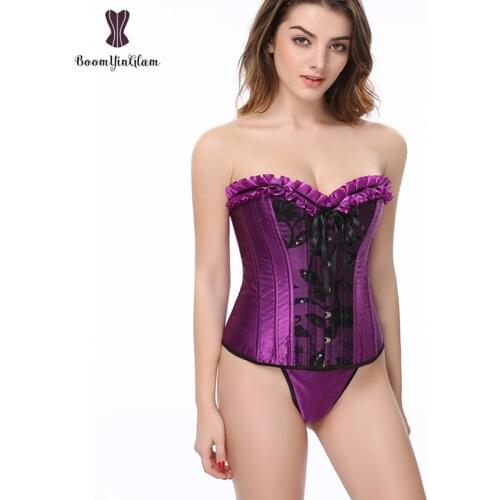 Free shipping satin body shaperwear costume fashion sequin corset and bustier with skirt plus size s-6xl