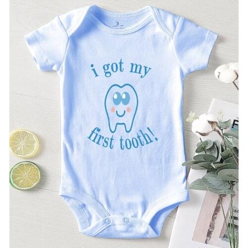 Bodysuit for Newborns Cotton Baby Clothes One-Pieces Toddler Jumpsuit Winter Clothing Boy Infant I Got My First Tooth Print