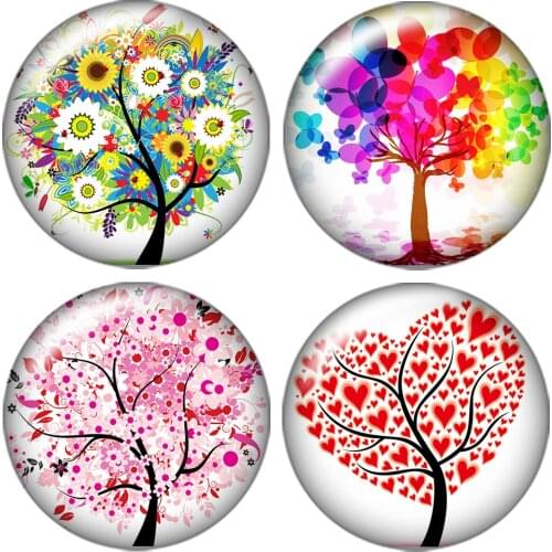Tree of life Beauty 10pcs mixed 12mm/16mm/18mm/25mm Round photo glass cabochon demo flat back Making findings ZB0435