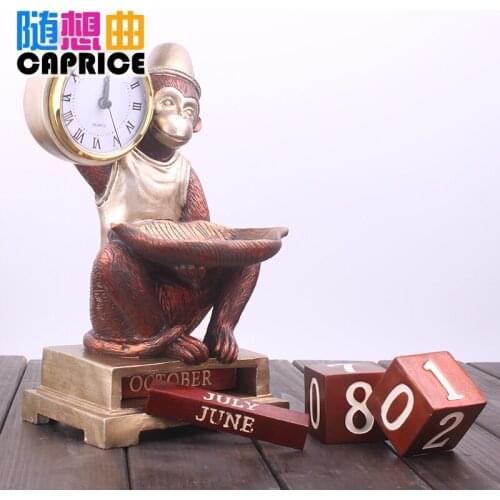 European style monkey calendar clock creative wedding gift practical fashion jewelry ornaments Home Furnishing shipping