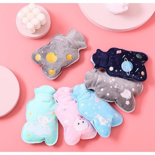 1PCS Hot Water Bottle Cute Cartoon Portable Cold-proof Fleece Bag for Women Hand Warm Water Bottle Safe