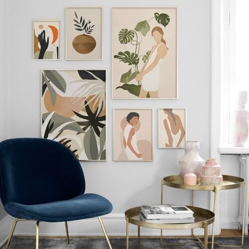 Geometric Abstract Girl Scandinavian Wall Art Canvas Painting Still Life Posters And Prints Wall Pictures for Living Room Decor