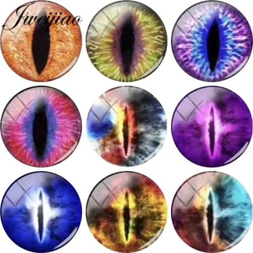 JWEIJIAO Round Glass Cabochon Animal Dragon Eyes Images Dome DIY Brooch Earring Keychain Necklace Demo Flat Back Making Findings