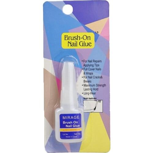 Brush on Nail Glue 0.36OZ Professional Salon Maximum Speed Fake Nails Full Cover Nails Wrap Acrylic Nails Tool