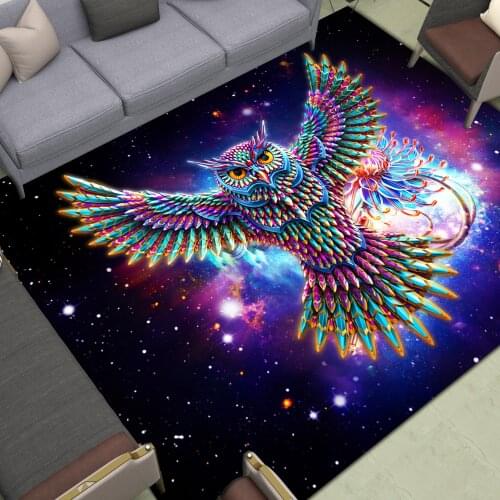 Owl King Area Rugs Large Home Anti Slip Purple Carpet Living Room Bedroom Bath Decor Print Line Animals Painting Floor Mat