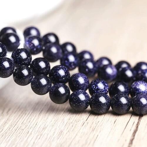 Making Natural Blue SandStone Round Loose Beads 16" Strand 4 6 8 10 12 MM Pick Size For DIY Creative Jewelry