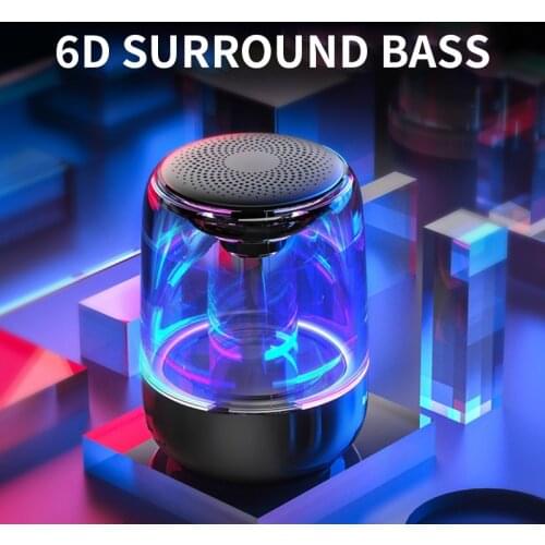 Mini Bluetooth Speaker Crystal Audio Glass Wireless Bluetooth Audio Colorful Light Cool Subwoofer
