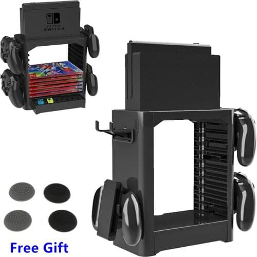For Nintendo Switch NS Console Joycon Multifunctional Disc Storage Tower 10 games CD holder Stand Space Saving Showcase Hook