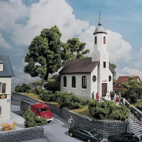 1:87 Ho Model Miniature Church Assemble Building House Toys Model Architecture Train Sand Table Scene Accessories