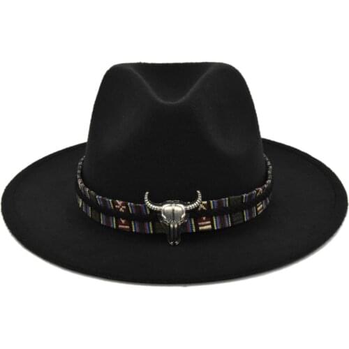 Mens Cowboy Hat Western Style Womens Top Hats Cowgirl Cap Fedoras Retro Jazz Hat Men Dress Hats Cow Print Party Flat Eaves