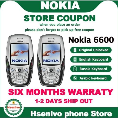 Refurbished Original NOKIA 6600 Mobile Phone Bluetooth Camera Unlocked GSM Triband White & one year warranty