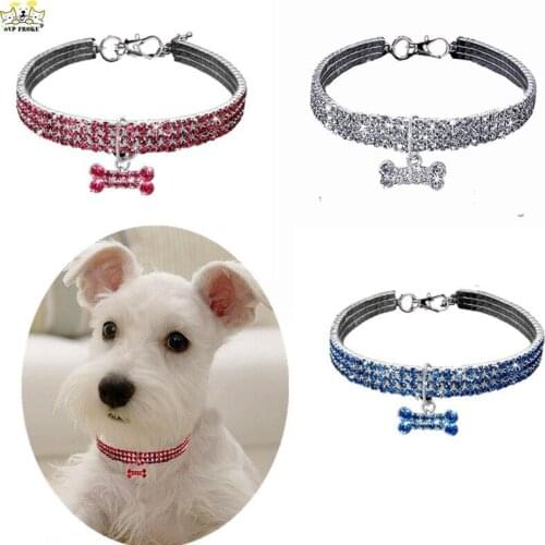New Fashion Trend Hot Sale Three-Row Elastic Rhinestone Pet Collar Diamond Cat And Dog Jewelry Full Diamond Collar