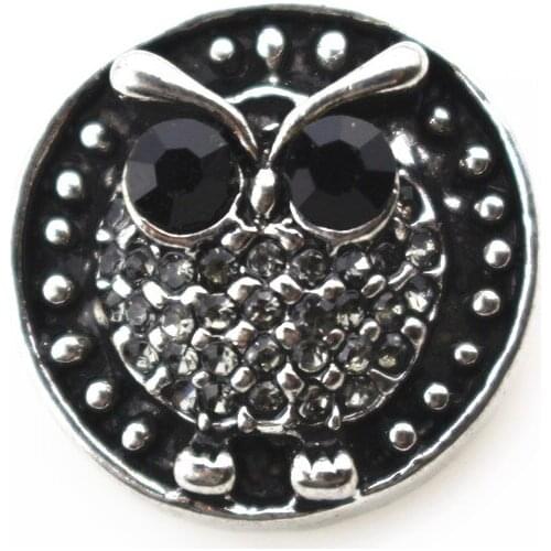New 10pcs Mix Color Rhinestone Crystal Owl Snap Buttons fit 18mm Snap Bracelets Bangles Pendants Necklaces DIY Snap Jewelry
