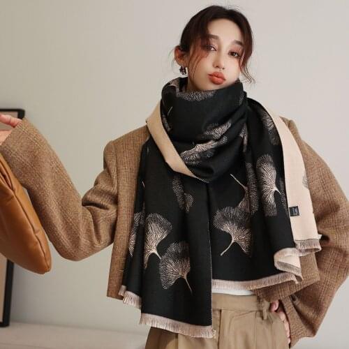 2021 Korean version of the autumn and winter new warm scarf female double-sided imitation cashmere thick shawl student bib