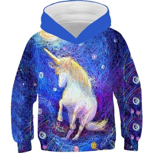 New Unicorn Pink For Girls Clothes Hoodie 3D Print lovely Anime Cartoon Girl Kids Children Spring Autumn Teen polyester Clothing