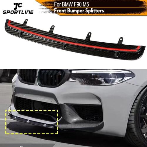 Front Bumper Lip Spoiler Splitters For BMW F90 M5 2018 2019 2020 Carbon Fiber Front Bumper Guard