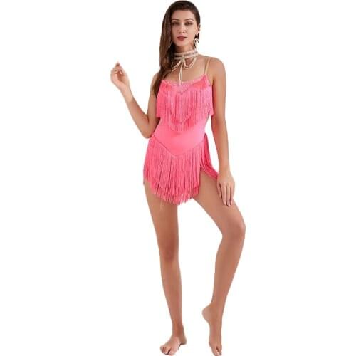 Latin Dance Dress Sling fringe Skirt Diamond Competition Clothing High-End Custom Adult Child Professional Performance Clothes