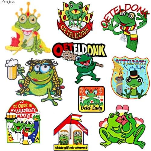 Prajna Oeteldonk Embleem Full Embroidered Frog Carnival for Netherland Iron on Embroidered Patches on Clothing Stripes for Dress