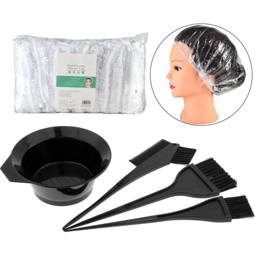 Pro Hair Coloring Dyeing Kit Mixing Bowl with 100x Caps Salon Tool Set