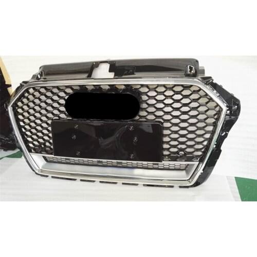 Car Front Bumper Grill Center Grille for Audi A3/S3 8V 2017 2018 2019 (Refit for RS3 Style) Car Front Bumper Grille