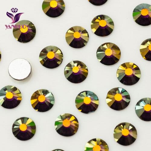 YANRUO Amethyst AB (204AB) Non Hotfix Glass Flatback Crystal For Dance Clothes Strass Self Adhesive Rhinestones