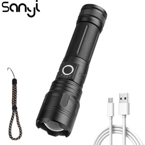 Zoomable Flashlight 5 Modes LED Working Light Outdoor Lantern USB Charging Camping Lamp Waterproof Torch Flashlamp Emergency Lam