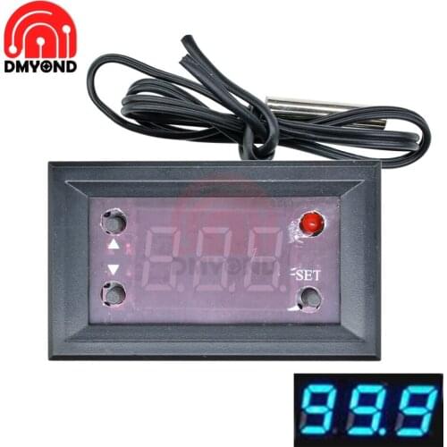 W1218 DC 12V Digital Display Thermostat Temperature Controller Blue LED Display Heating Cooling Control Instrument for Incubator
