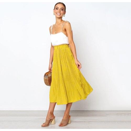 Woman In Long dresNew Series 2021 Spring And summer Womens Skirts Pleated Skirts Fashion Printed Polka dot Pocket Ladies Skirts