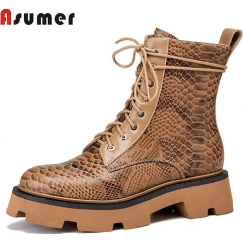 ASUMER 2022 New Arrival Platform Fashion Genuine Leather Boots Hot Sale Zipper Women Winter Shoes Comfortable Unique Ankle Boots