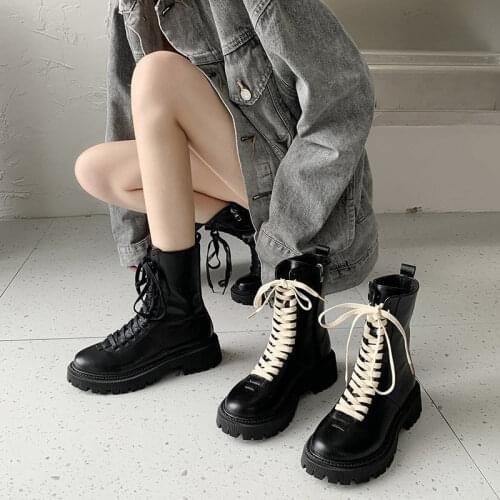 Women Short Boots Fashion Platform Pu Leather Thick Heel Winter Shoe Woman Warm Elastic Casual Lady Footwear